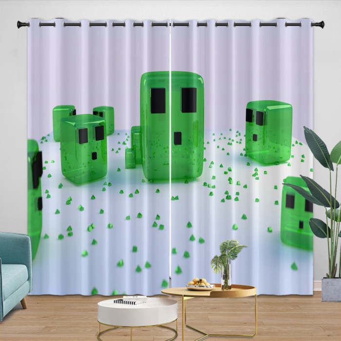 Minecraft Curtains Blackout Window Drapes Kids Room Decoration