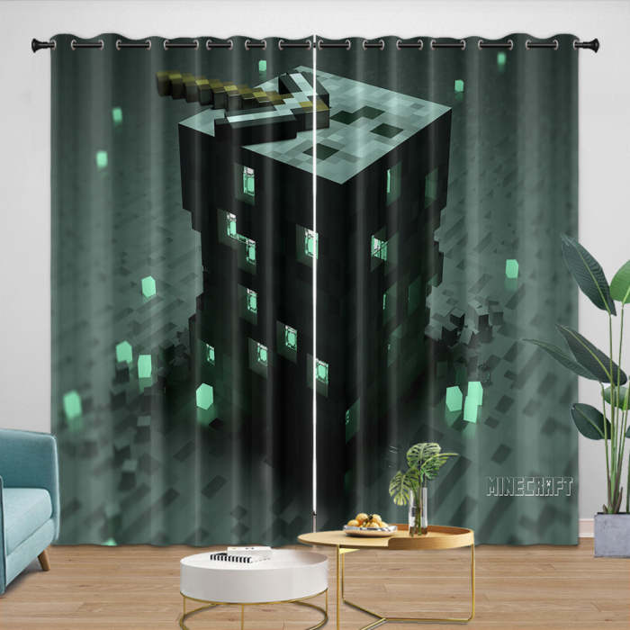 Minecraft Curtains Blackout Window Drapes Kids Room Decoration