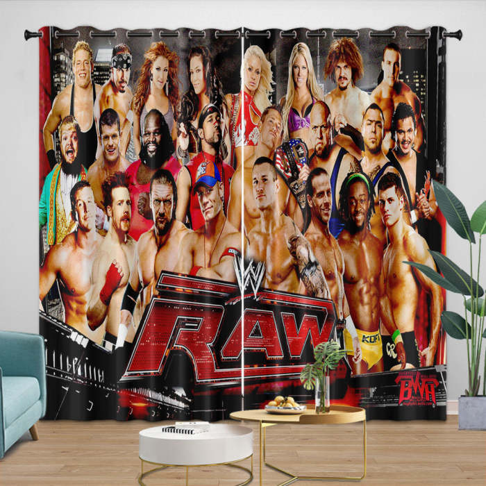 Wwe Pattern Curtains Blackout Window Drapes Kids Room Decoration