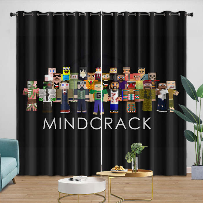 Minecraft Curtains Blackout Window Drapes Kids Room Decoration