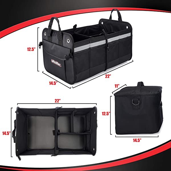 Subaru Heavy Duty Caddy with Insulated Cooler Bag Minivan Sedan Front Seat Interior of SUV Jeep Tuff Stuff Box Car Trunk and Backseat Storage Organizer: Collapsible Organizers for Truck Bed