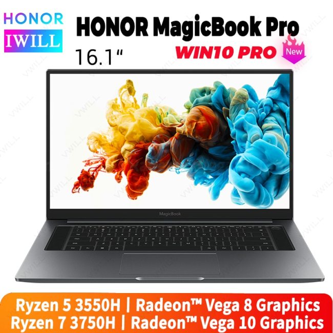 16.1 inch Original HONOR MagicBook Pro Laptop Notebook Computer AMD Ryzen R5-3500H/R7-3750H 8GB/16GB DDR4 512GB PCIe SSD