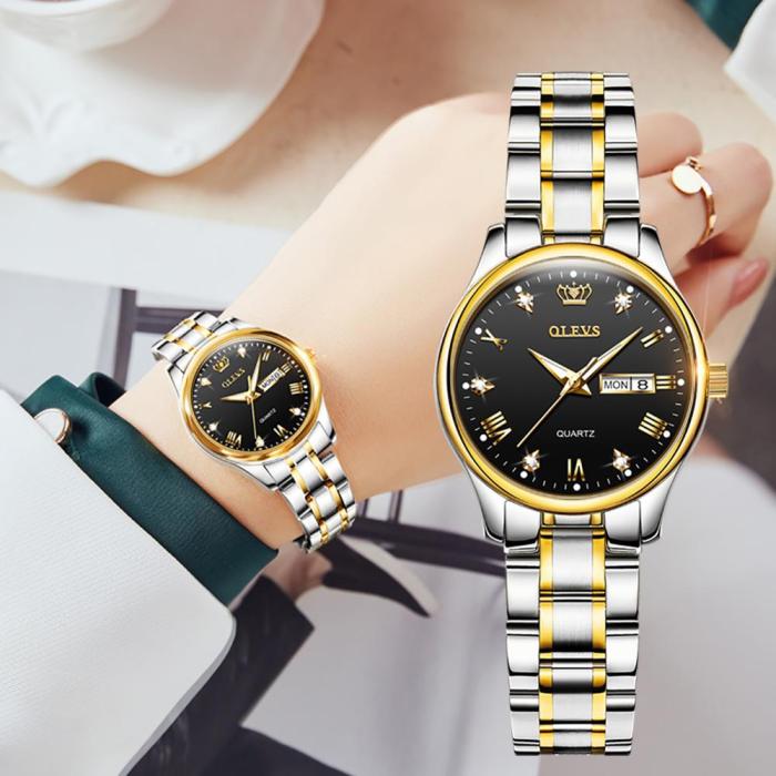 OLEVS Top Brand Women Quartz Watch Casual Luxury Dress Stianless Steel Waterproof Wristwatch for Lady zegarek damski 5563