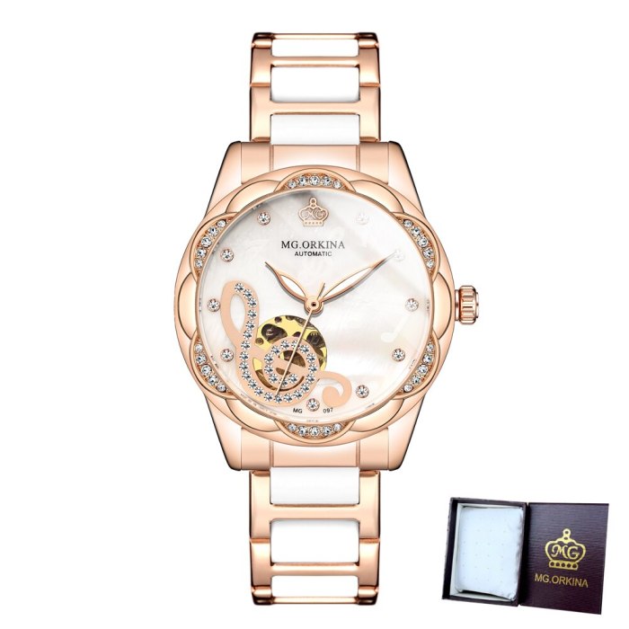 New Women's Watches 2021Diamond Luxury Design Ceramic Stainless Steel Strap Montre Femme Automatic Mechanical Relojes Para Mujer