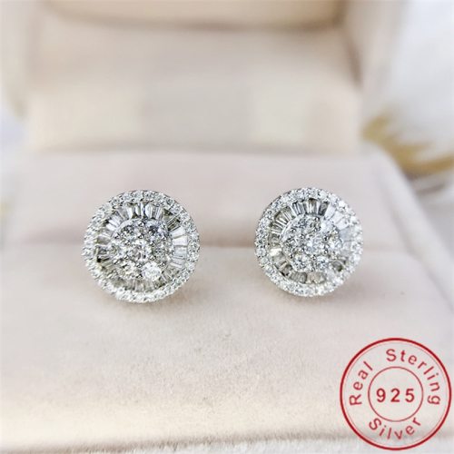 Charm 18K Gold Lab Diamond Stud Earring Real 925 sterling silver Jewelry Engagement Wedding Earrings for Women Bridal Party Gift