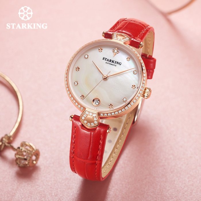 STARKING Luxury Women Watches Rose Gold Stainless Steel Diamond Ladies Watches Gift Automatic Mechanical montre femme Waterproof