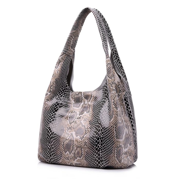 REALER genuine leather handbags large totes classic serpentine prints shoulder bag ladies hobos bags for women top-handle bucket