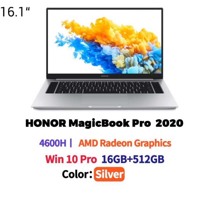 Original HUAWEI HONOR Magicbook Pro 2020 Laptop 16.1 inch 7nm Process AMD Ryzen r5-4600H/r7-4800H Windows 10 Pro English