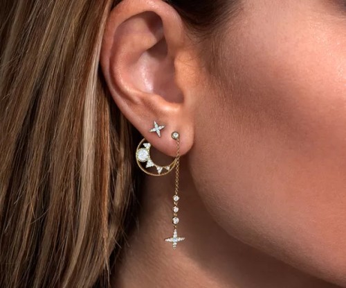Monaco star moon earrings moon earrings female online celebrity earrings extravagant earrings Qixi Festival gifts