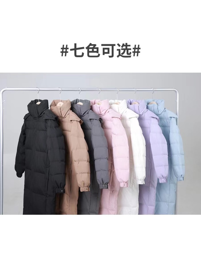 Liangshi autumn down jacket for  women, super long, over knee, thickened, 2023 new style lovers, loose and popular