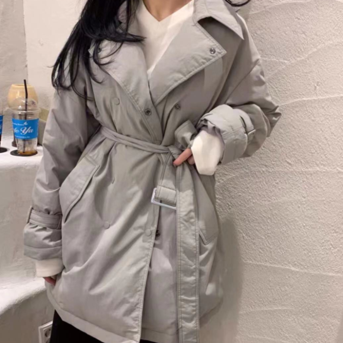Korean version of women's trench coat thin down jacket