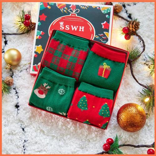 Four Pairs Of Christmas Socks Gift Box Holiday Gifts