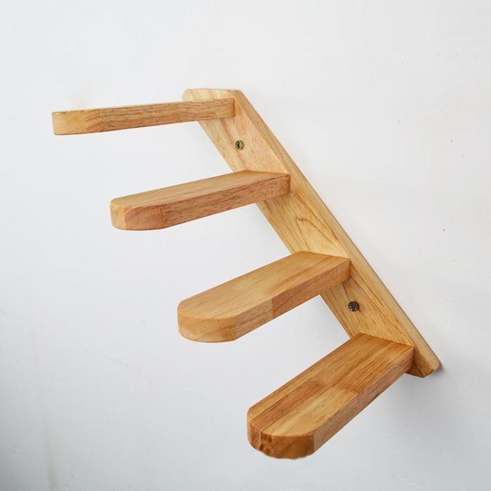 Cat Climbing Frame Wooden Wall Hanging Cat Stairs Toy
