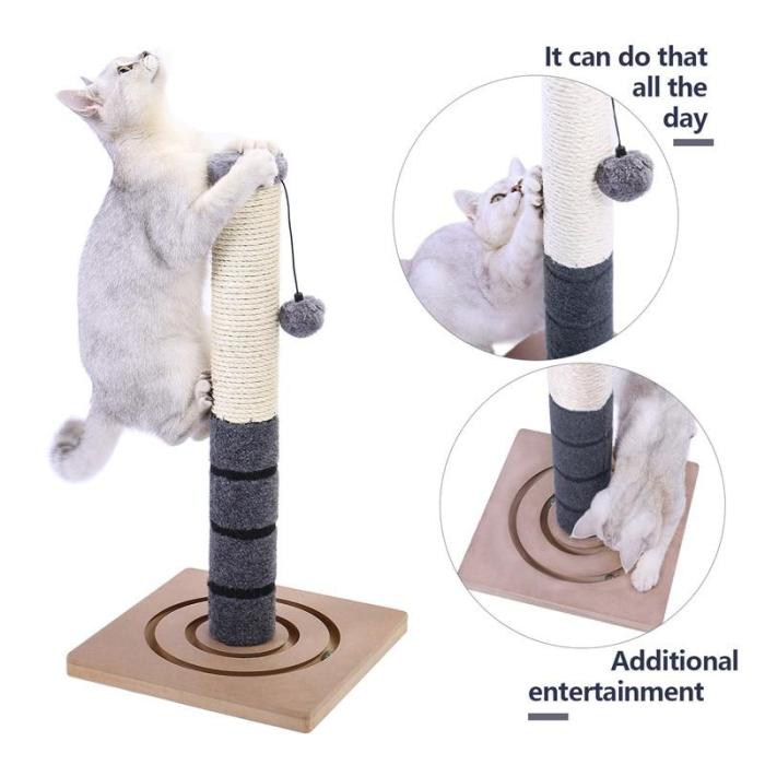 Cat Toy Wooden Column Interactive Fur Ball Pet Toy