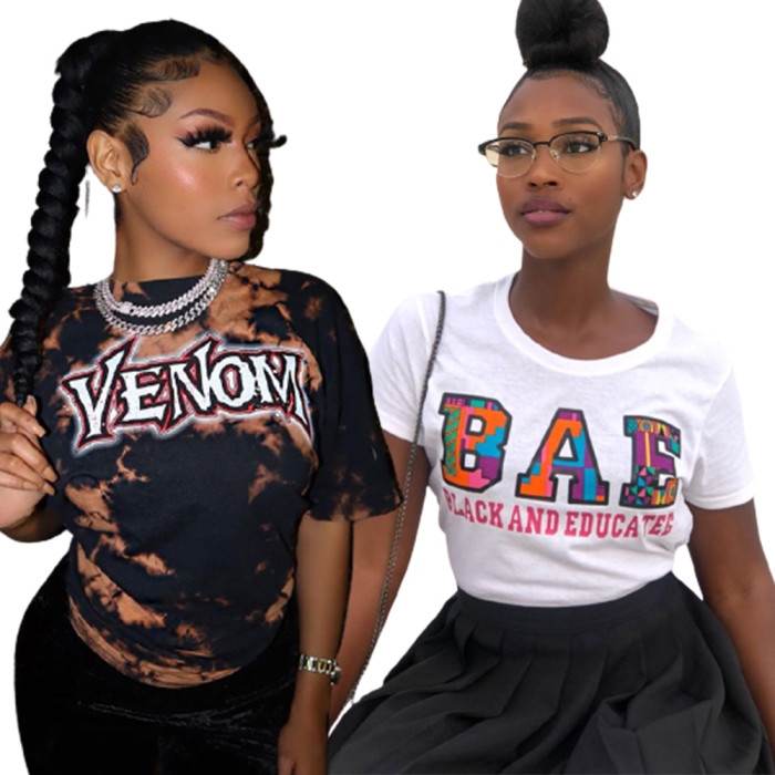 2022 Hot Selling Custom Printing T-Shirt Plus Size Designher Printed Top White Graphic T Shirts For Women