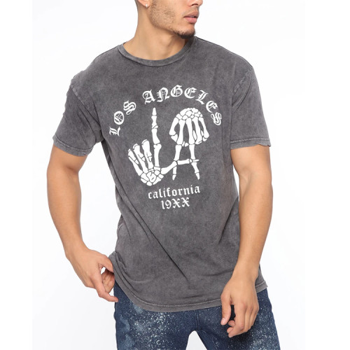 Wholesale Acid Washed T shirts Men Vintage Washed T shirts with Custom Printing