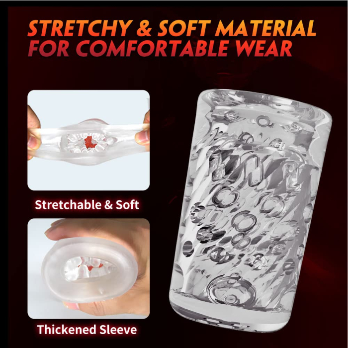 7 Thrusting Spinning Suction Massage-Ribbed Sleeve Male Masturbation Cup