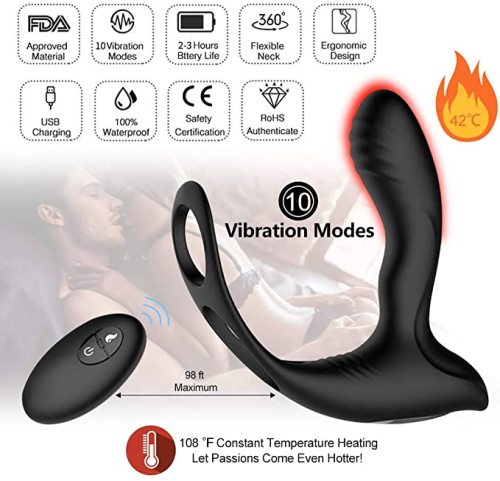 Upgraded Remote 10 Vibration Heating Prostate Massager