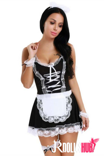 Sexy Women's Lace Maid Clothes Uniform Temptation Lingerie Set