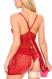 Ladies Sexy Hanging Shoulder Net Gauze Exposed Buttocks Nightdress (Five Colors)