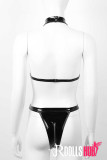 Sexy Women's One-Piece Hollow Patent Leather Strappy Underwear