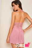 Sexy Sling Hanging Neck Mesh See-Through Nightdress (Three Colors)