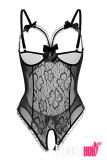 Sexy Lace See-Through Open Crotch & Breast One-Piece Lingerie (Two Colors)
