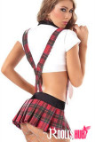 Sexy Uniform Temptation Red Plaid Sling Student Outfit Fun Suit