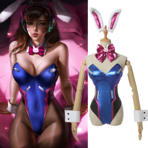 Overwatch Sexy Bunny DVA Cosplay Outfit Set