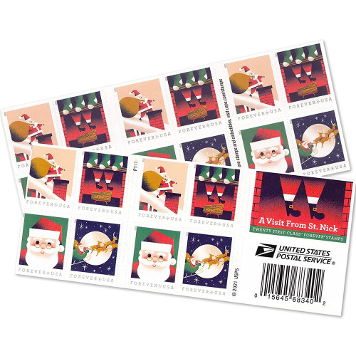 US A Visit from St Nick Book of 20 Forever First Class Postage Stamps