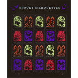 Spooky Silhouettes Halloween US Postage Stamps with Irridescent Effect Pane 20