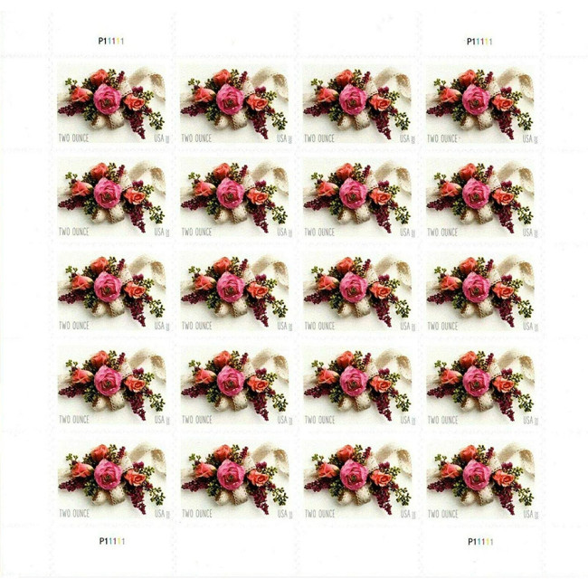 Garden Corsage Wedding Invitations Mint Sheet of 20 Two Ounce Rate Postage Stamps