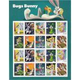 U.S. Forever Postage Stamps Celebrating Bugs Bunny & His Marvelous Masquerades Depicted in 10 Different Classic Costumes Over His 80 Year Career. 1 Pane of 20 Stamps