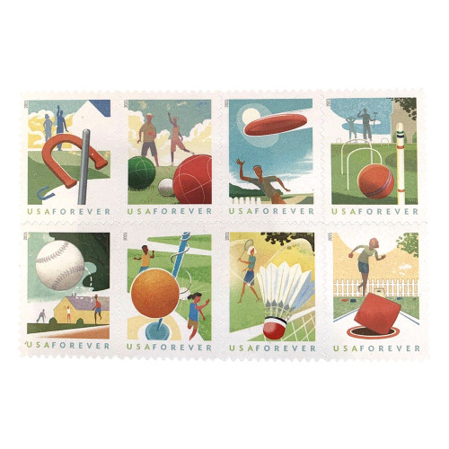 Backyard Games Sheet of 16 Forever Postage Stamps