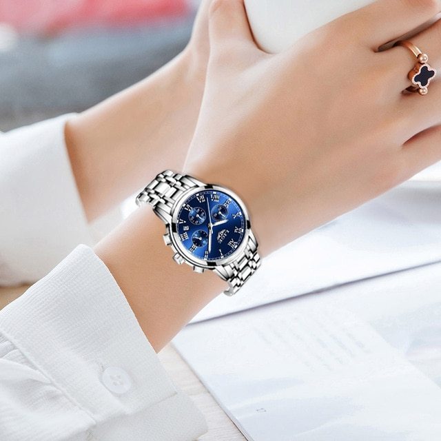 LIGE 2021New Fashion Women Watches Ladies Top Brand luxury Waterproof Quartz Clocks Watch Women Stainless Steel Date Gift Clock