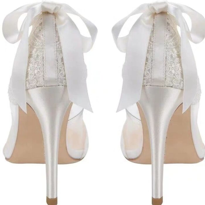 kmeioo elegant wedding shoes woman lace pumps pointed toe high heels boetie stiletto shallow bride shoes women thin heels