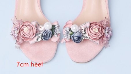 Pink Suede Hallow A-line with WOMEN'S Sandals Series Flower Sweet Age Ceremony Chunky-Heel Bridesmaid Shoes Low Heel Students