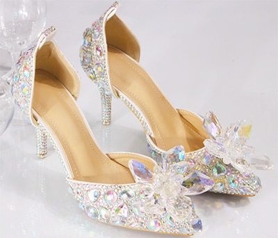 Wedding Shoes Bride Women Summer Sandals Crystal News Lady Big Size High Heels Princess Shoes Silver Red Colorful Discolora Shoe