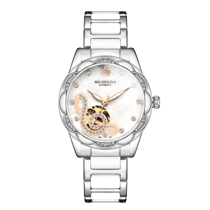 New Women's Watches 2021Diamond Luxury Design Ceramic Stainless Steel Strap Montre Femme Automatic Mechanical Relojes Para Mujer
