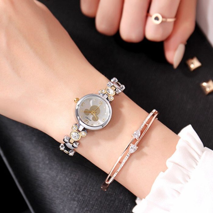 Genuine Disney Ladies Women's Watches Mickey Avatar Shaped Watch Chain Diamond Clock Student Girl Wrist Watch With Box