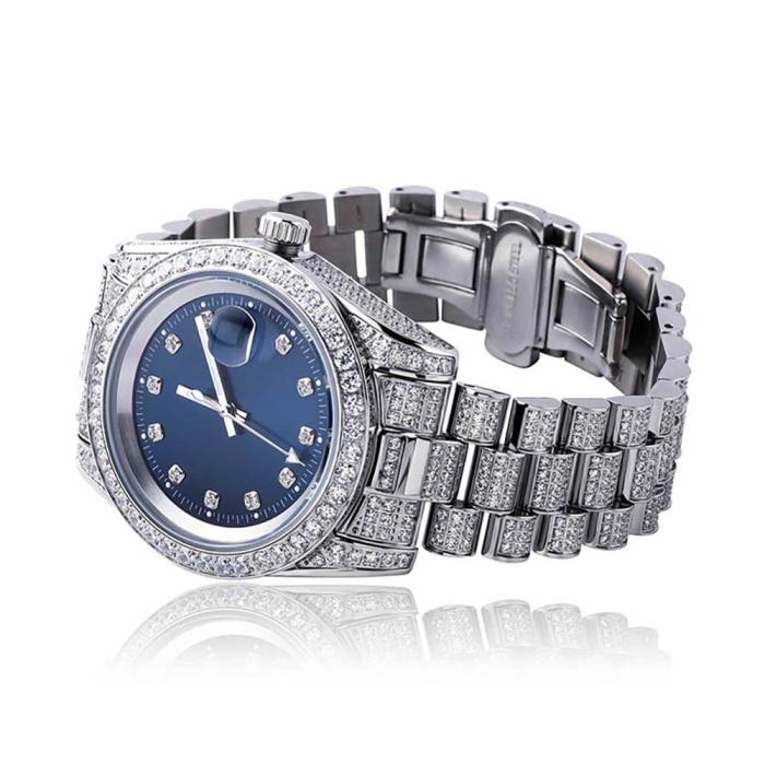 TOPGRILLZ Iced Presidential Mens Watch Luxury 18K White Gold Watch Hip Hop Charm Jewelry For Gift