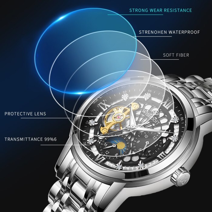 WISHDOIT 2021 New Casual Men's Automatic Mechanical Watch Luxury Stainless Steel Waterproof Top Brand Men Mechanical Wrist Watch