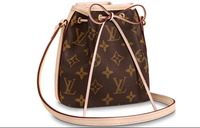 Louis Vuitton nano noe classic old canvas bucket bag rope Single Shoulder Messenger Bag versatile portable women's Brown