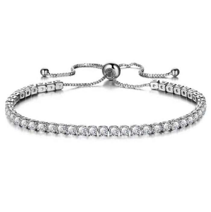Jeulia classic Princess Cut Pure Silver Bolo Tennis Bracelet