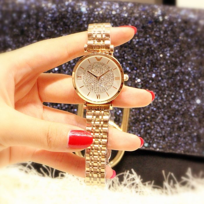 2021Fashion Quartz Watch Women Luxury Diamond Wristwatch Women Steel Waterproof Women Watches Simple Elegant Ladies Female Clock