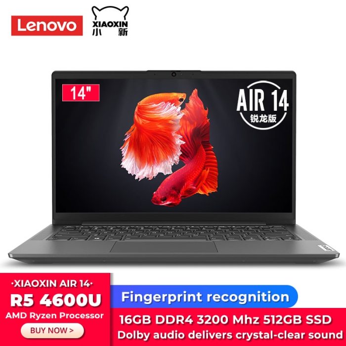 Lenovo Xiaoxin Air 14 Laptop AMD Ryzen 5 4600U 14 inch FHD 512 GB SSD 16 GB DDR4 Windows 10 Notebook With Backlit Keyboard
