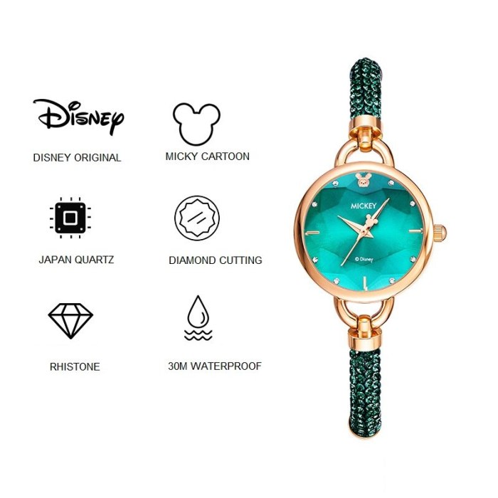 Disney Original 2020 New Arrival Micky Mouse Woman Casual Japan Quartz Wrist Watch Rhinstone Scale Waterproof Girl Female Clock