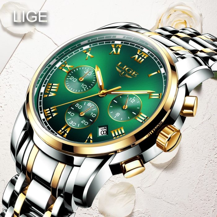 LIGE 2021New Fashion Women Watches Ladies Top Brand luxury Waterproof Quartz Clocks Watch Women Stainless Steel Date Gift Clock
