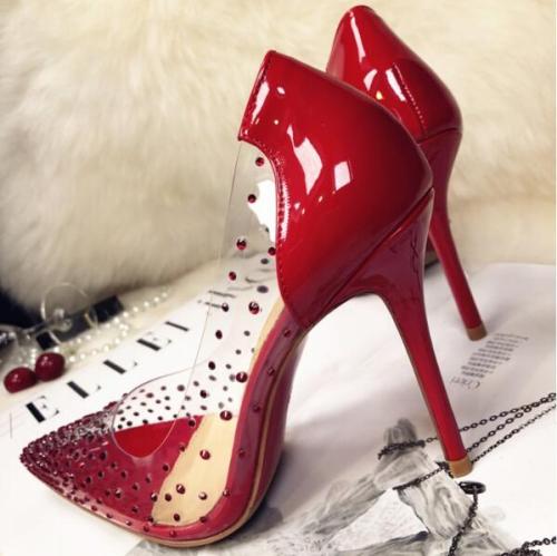 Luxury Crystals Clear PVC  Women High Heels So Kate 12cm/10cm/8cm Pigalle Wedding Shoes Woman Pumps Sexy Ladies Big Size 42 43 4