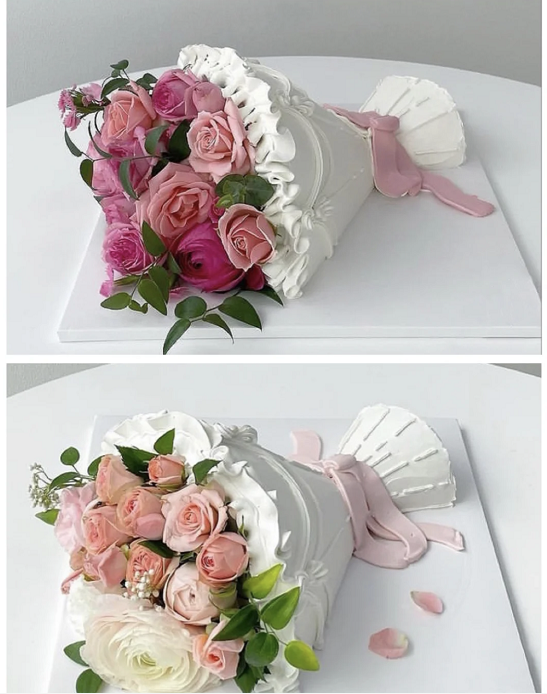Flower cream birthday cake